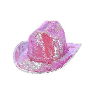 Fever Unisex Adult Deluxe Iridescent Sequins Cowboy Hat / Pink